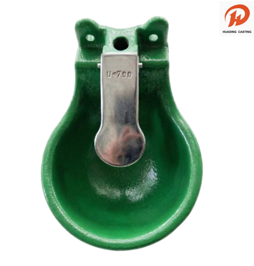 I-Cast Iron Livestock Ukuphuza Izitsha Zamanzi ezine-Stainless Steel Push Plate